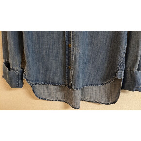 Women's Elevenses By Anthro Blue Chambray 100% Tencel Denim Button-Up Shirt S - Picture 6 of 12